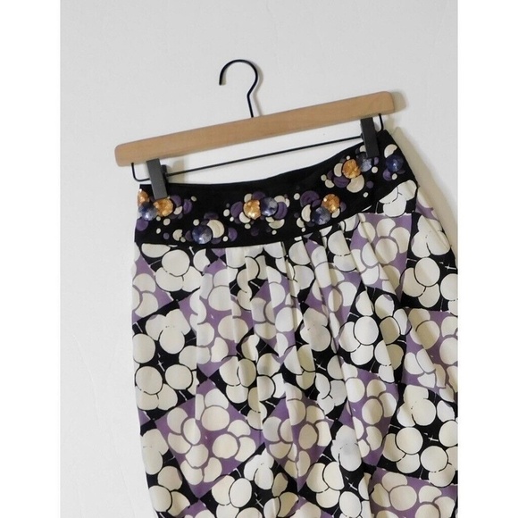 Anthropologie FLOREAT Silk Ocean Mist Embroidered Skirt Sequins Dots Bubbles 2 - Picture 4 of 14